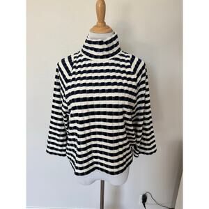 Madewell Texture & Thread Mockneck Top – Navy & Ivory Velvet Stripe Size XS